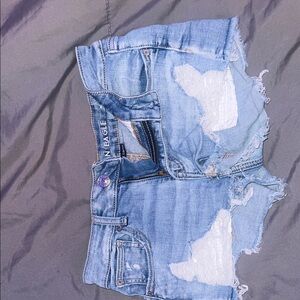 American Eagle Outfitters Women's Frayed Jean Shorts - Light Blue